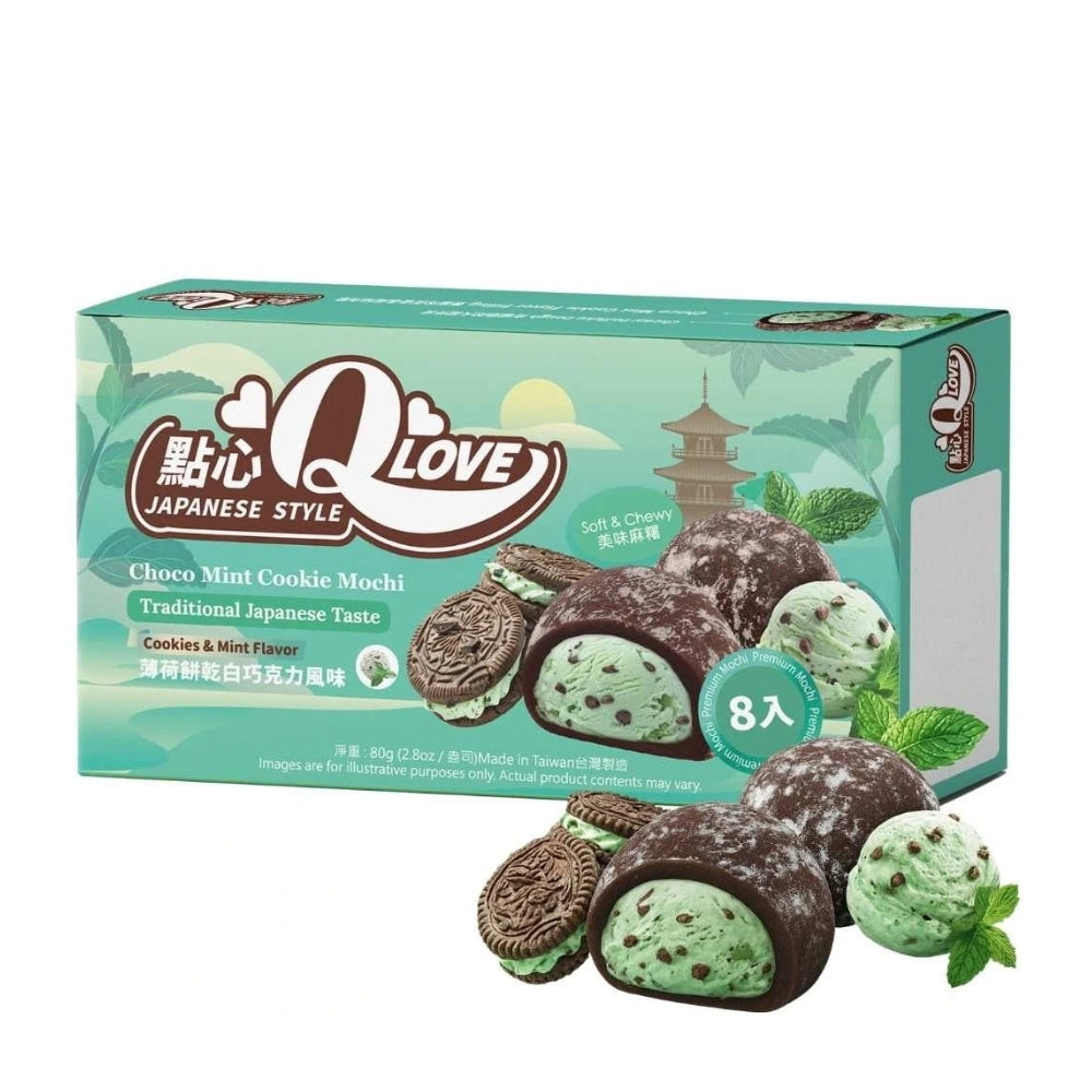 QLove Choco Mint Cookie Premium Filling Mini Mochi 80g