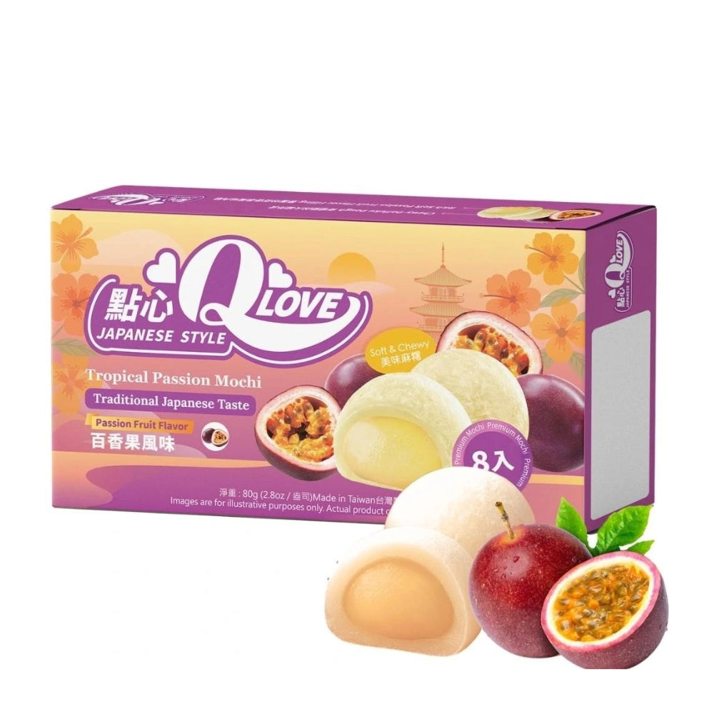 QLove Passion Fruit Premium Filling Mini Mochi 80g